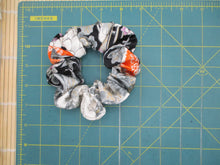 Load image into Gallery viewer, Silk Kimono Scrunchie Ship from USA Japanese Gift Idea Black Orange Floral

