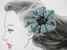 Load image into Gallery viewer, Light Blue Silk Kimono Scrunchies Japanese Fabric Handmade

