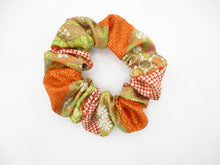 Load image into Gallery viewer, Vintage Upcycled Silk Kimono Fabric Scrunchies, Ship from USA Orange Yellow

