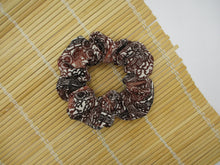 Load image into Gallery viewer, Brown Thick Silk Kimono Scrunchies, Silk Kimono Upcycled Handmade Hair Tie
