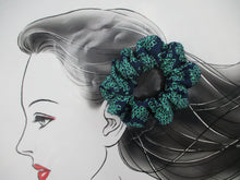 Load image into Gallery viewer, Japanese Fabric Ponytail Holder, Silk Kimono Vintage Upcycled Handmade Purple
