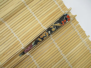 Kimono Black Floral Silk Fabric Long Clip Ship from USA 130mm