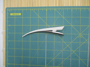 Minimalist 130mm Long Fabric Metal Hair Clip, White 5 1/8 inches