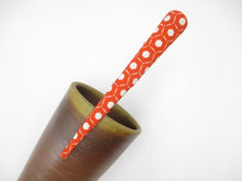 Load image into Gallery viewer, Pencil Grid Pattern Orange White Kimono Clip, Ship from USA 130mm
