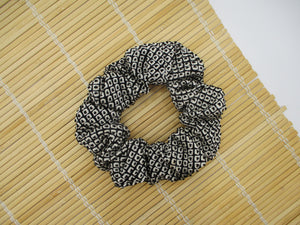 Black Shibori Kimono Silk Fabric Scrunchies Shipf from USA