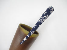 Load image into Gallery viewer, Navy Blue Butterfly Kimono Long Clip, Japanese Silk Fabric Upcycled 130mm 5 1/8 inch
