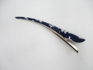 Navy Blue Butterfly Kimono Long Clip, Japanese Silk Fabric Upcycled 130mm 5 1/8 inch