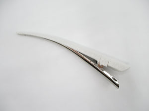 Minimalist 130mm Long Fabric Metal Hair Clip, White 5 1/8 inches