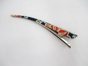 Blue Minimalist Hair Accessory 130mm Beak Style Upcycled Fabric Clip
