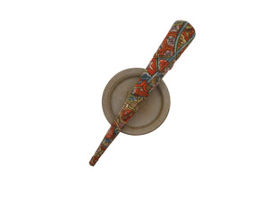 Brown Kimono Fabric Hair Slide 130mm Long Metal Clip