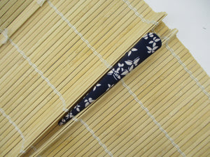 Navy Blue Butterfly Kimono Long Clip, Japanese Silk Fabric Upcycled 130mm 5 1/8 inch