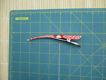 Load image into Gallery viewer, Red Shibori Kimono Shibori Silk Clip, Metal Long Clip
