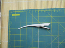 Load image into Gallery viewer, Minimalist 130mm Long Fabric Metal Hair Clip, White 5 1/8 inches
