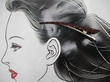 Load image into Gallery viewer, Minimalist Long Metal Kimono Hair Clip, Ship from USA, Upcycled Silk Fabric
