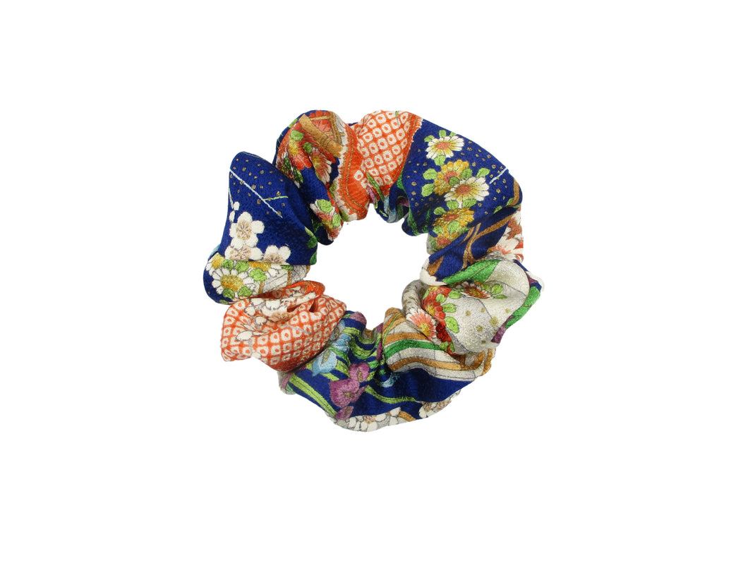 Vintage Silk Kimono Fabric Scrunchies, Japanese Hair Tie Statement