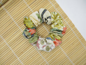 Floral Silk Kimono Scrunchies, Japanese Fabric Hair Tie