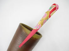 Load image into Gallery viewer, Pink Statement Japanese Silk Kimono Fabric Covered Alligator Kimono Hair Clip
