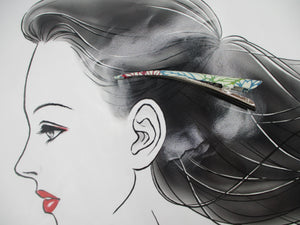 Katazome Long Silk Kimono Hair Clip Ship from USA