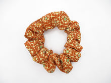 Load image into Gallery viewer, Brown Floral Kimono Scrunchies, Ship from USA Japanese Gift Idea
