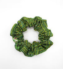 Load image into Gallery viewer, Eco Friendly Upcycled Silk Kimono Scrunchies Brown Green Yellow
