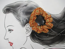 Load image into Gallery viewer, Brown Floral Kimono Scrunchies, Ship from USA Japanese Gift Idea
