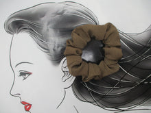 Load image into Gallery viewer, Simple Brown Recycled Silk Kimono Scrunchie, Ship from USA
