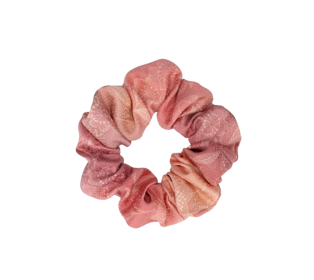 Silk Kimono Scrunchies, Japanese Hair Accessory Upcycled Handmade Sakura Pink