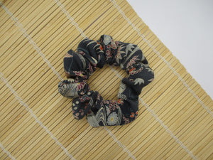 Light Purple Gray Simple Handmade Vintage Silk Kimono Scrunchie
