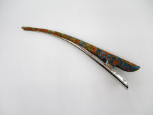 Load image into Gallery viewer, Patina Blue Brown Statement Silk Kimono Alligator Hair Clip
