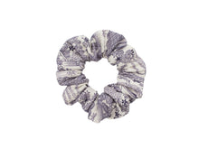 Load image into Gallery viewer, Vintage Silk Kimono Scrunchy Ship from USA Purple White Scrunchies
