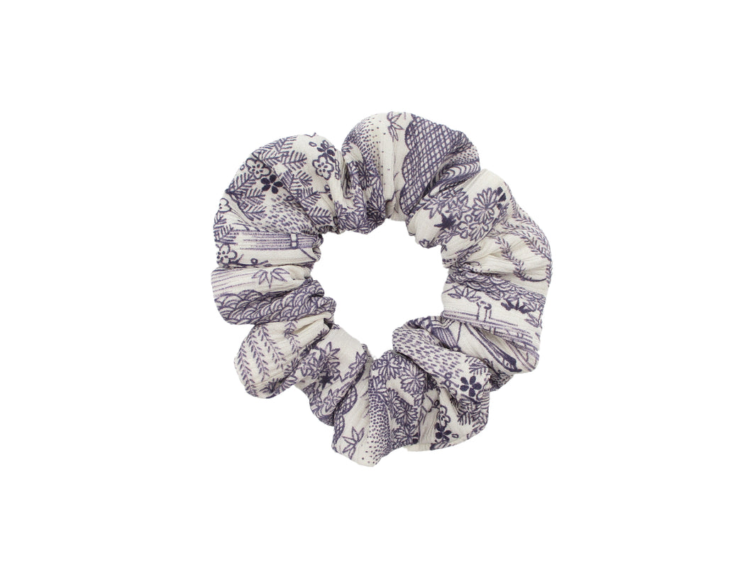 Vintage Silk Kimono Scrunchy Ship from USA Purple White Scrunchies