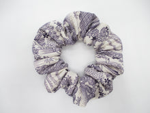 Load image into Gallery viewer, Vintage Silk Kimono Scrunchy Ship from USA Purple White Scrunchies
