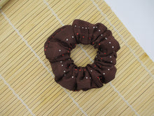 Load image into Gallery viewer, Simple Brown Silk Kimono Scrunchies, Vintage Japanese Fabric Hair Tie
