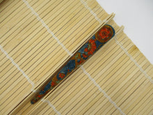 Load image into Gallery viewer, Patina Blue Brown Statement Silk Kimono Alligator Hair Clip
