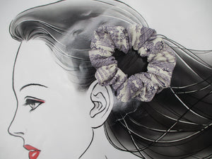 Vintage Silk Kimono Scrunchy Ship from USA Purple White Scrunchies