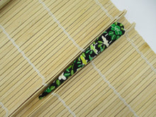 Load image into Gallery viewer, Green X Black Minimalist Silk Kimono Hair Clip Ship from USA 130mm, 5 1/8 inches
