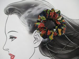 Vintage Silk Kimono Fabric Scrunchies, Japanese Hair Tie Statement