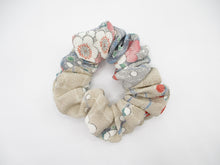 Load image into Gallery viewer, Floral Elegant Silk Kimono Scrunchies, Vintage Kimono Fabric Hair Tie
