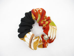 Tomesode Silk Kimono Scrunchies, Upcycled Hair Tie, Ship from USA