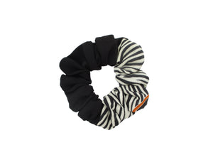 Vintage Kimono Black Stripe Silk Scrunchy, Ship from USA Eco Friendly