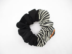 Vintage Kimono Black Stripe Silk Scrunchy, Ship from USA Eco Friendly
