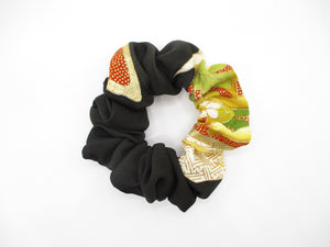 Vintage Silk Kimono Scrunchies, Ship from USA Eco Friendly Gift Gold Color Tomesode