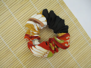 Tomesode Silk Kimono Scrunchies, Upcycled Hair Tie, Ship from USA