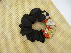 Silk Scrunchies, Japanese Kimono Ponytail Holder, Ship from USA Embroidery