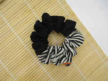 Load image into Gallery viewer, Vintage Kimono Black Stripe Silk Scrunchy, Ship from USA Eco Friendly
