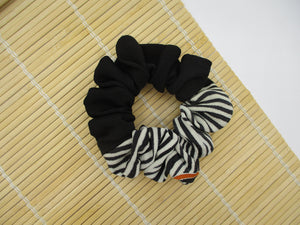 Vintage Kimono Black Stripe Silk Scrunchy, Ship from USA Eco Friendly