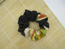 Load image into Gallery viewer, Vintage Silk Kimono Scrunchies, Ship from USA Eco Friendly Gift Gold Color Tomesode
