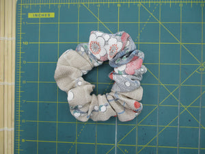 Floral Elegant Silk Kimono Scrunchies, Vintage Kimono Fabric Hair Tie