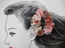 Load image into Gallery viewer, Silk Kimono Scrunchie Ship from USA Japanese Gift Idea Pink Floral
