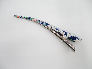 Floral Long Hair Clip, Upcycled Silk Kimono Hair Accessory
